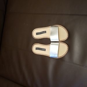 Gently Worn Metallic Silver Slides